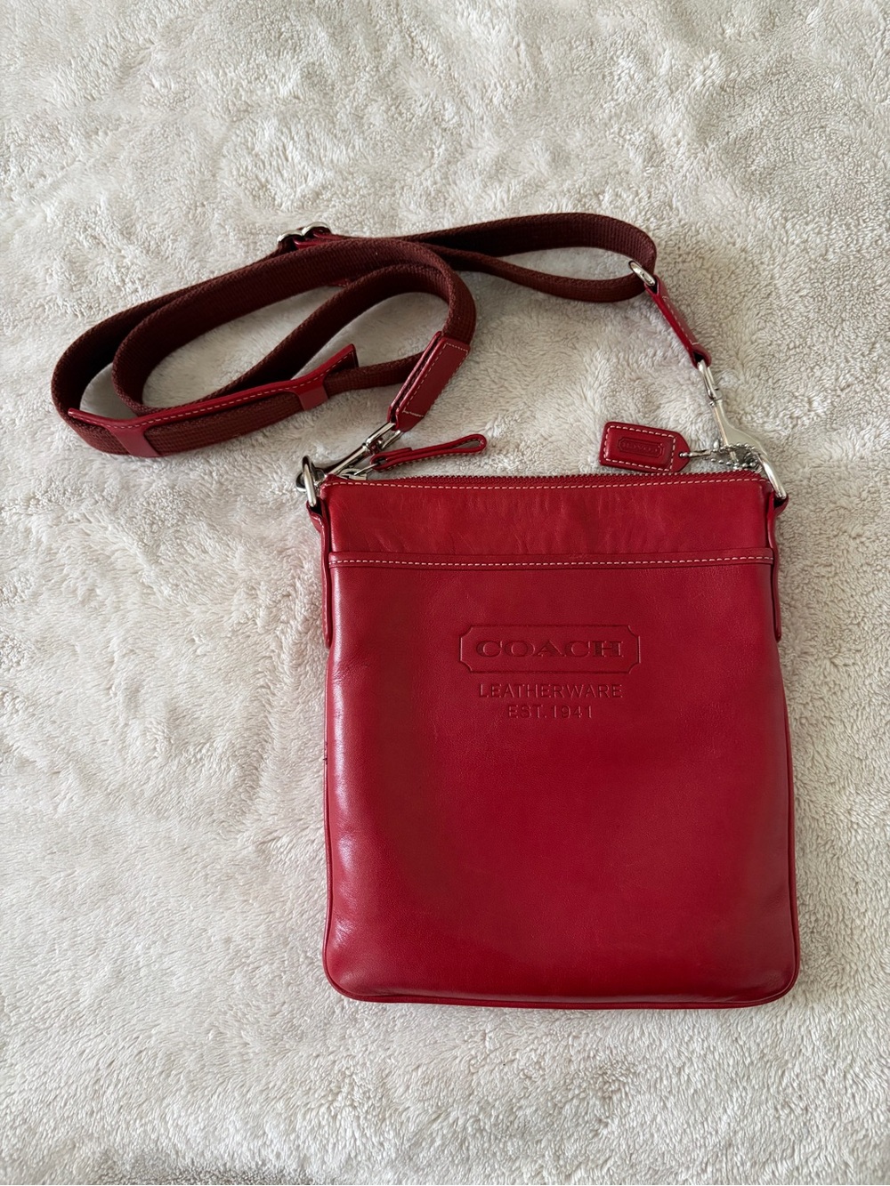 Coach Red Leather Crossbody Messenger